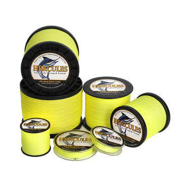 1500M 1640Yds Fluorescent Yellow 6lb-100lb HERCULES PE Braided Fishing Line 4 Strands HERCULES